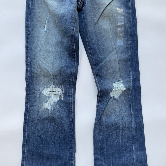 Guess Women’s Tailored Mini Boot Cut Jeans In Blue Denim Size 25 - Picture 4 of 11